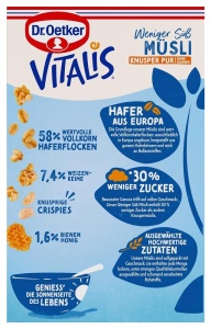 Muesli Crocant Dr. Oetker Vitalis Weniger Sucre, 30 mai putin zahar, 5 x 600g - Img 2