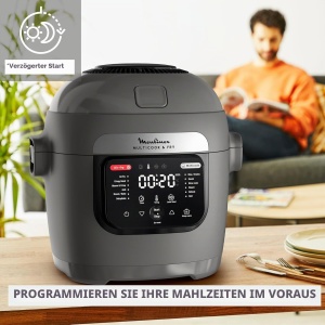 Multicooker si Friteuza cu Aer Cald Moulinex MZ730BF0, 6L, 12 Programe, Hippo-Gri - Img 6