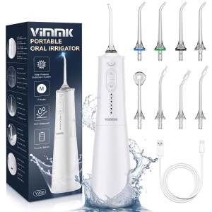 Munddusche Vimmk, Flosser Portabil 300ML, 5 Modi, Alb