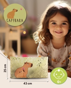 NICI Kuschelkissen Capybara 61226 Perna Plus Capybara Verde-Roz 43x25cm - Img 2