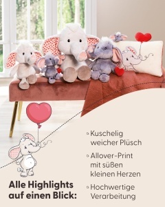 NICI Love Elefant 23cm Plus Moale Culoare Gri Deschis ECO-Friendly - Img 4
