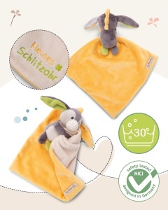 NICI Schmusetuch Baby 49751 Esel 22x22 cm Cadou pentru Nou-Nascuti - Img 3