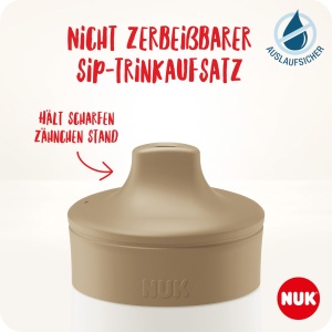 NUK Mini-Me Sip pentru copii mici | de la 9 luni | 300 ml | Sticla de apa din otel inoxidabil pentru copii mici | deschidere de baut stabila etansa | Rezistent la spargere | vulpe maro deschis - Img 3