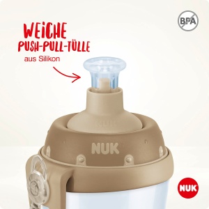 NUK Sports Cup Sticla de baut pentru copii cu efect cameleon | 24+ luni | cu schimbare de culoare | gura de scurgere etansa | Clema si capac de protectie | Fara BPA | 450 ml | Cameleon (verde) - Img 3