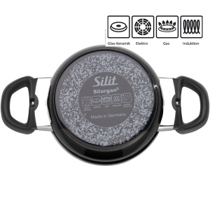 Oala cu capac Silit Modesto Line 16cm 13L Negru Inductie Silargan - Img 5