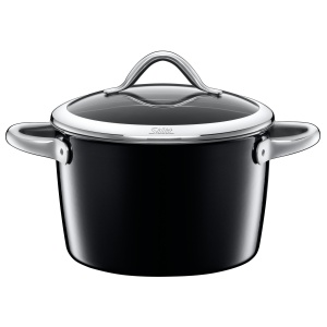 Oala cu capac Silit Vitaliano Nero, 22cm, 4.7l, Silargan, negru