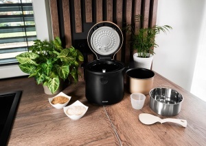 Oala de fiert orez Concept RE4040, 2 l, negru cu decor din lemn - Img 6