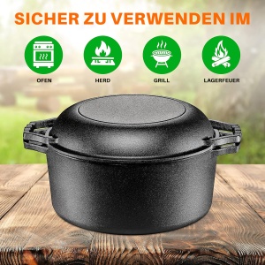 Oala din fonta NutriChef, 26 cm, 3.5 litri, negru mat - Img 6