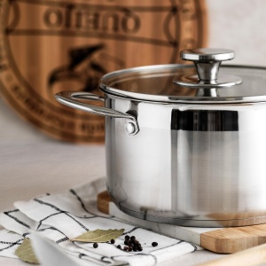 Oala din inox FLORINA Falcon 25L diametru 18 cm baza triplu stratificata ideala pentru toate tipurile de plite - Img 2