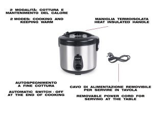 Oala electrica pentru gatit orez Beper P101VAP002, 625 g, functie pastrare caldura, antiaderenta - Img 5