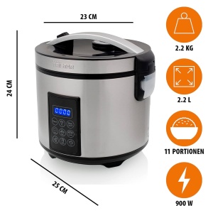 Oala electrica pentru orez Tristar RK-6138, 2.2L, 900W, argintie - Img 2