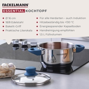 Oala Fackelmann Essential 16 cm Otel inoxidabil Manere ergonomice Albastru - Img 3