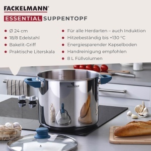 Oala Fackelmann Essential 24cm 9L Inox Manere Ergonomice - Img 3