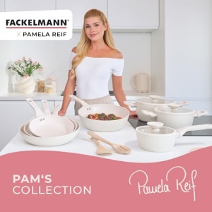 Oala Fackelmann x Pamela Reif 20 cm Aluminiu Reciclat Pastel Beige Acoperire Ceramica - Img 9