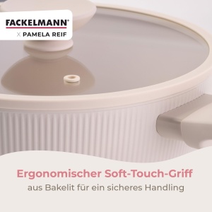 Oala Fackelmann x Pamela Reif 24 cm Pastel-Beige Aluminiu Reutilizat Compatibila cu Toate Tipurile de Aragaz - Img 6
