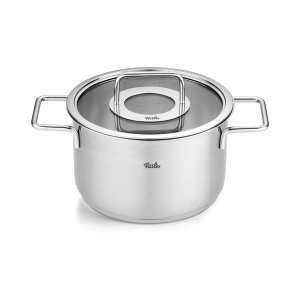 Oala Fissler Pure Collection din inox, 20 cm, 3.6L, cu capac din sticla