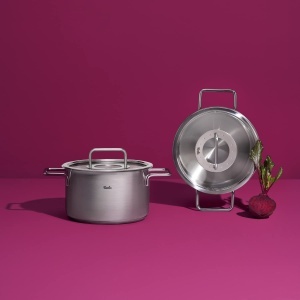 Oala inox Fissler Pure Collection 24 cm 57L cu capac din sticla compatibila inductie - Img 6