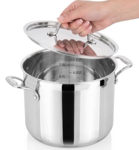 Oala mare Nutrichef 8L cu manere din inox, inductie, pentru supe si tocanite