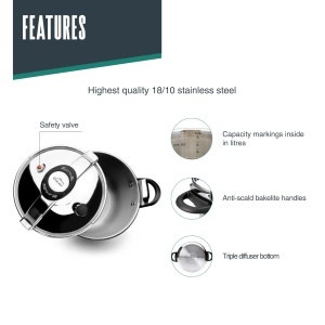 Oala sub presiune Lacor 71878 Classic 8L cu maner din bakelit - Img 3