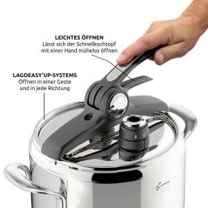 Oala sub presiune Lagostina LagoeasyUP 7 l, inox 1810, pentru inductie si gaz - Img 2