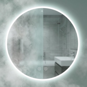 Oglinda de baie cu LED Relaxdays, dimabila, 60 cm, anti-aburire - Img 3