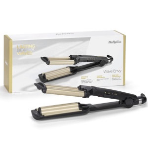 Ondulator BaByliss Easy Waves C260E Beach Waves 3 trepte de temperatura Ceramic Titanium Gold Negru