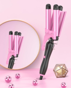 Ondulator cu 3 Tubi pentru Par, Rosa, Temperatura Regla, Incalzire Rapida - Img 8