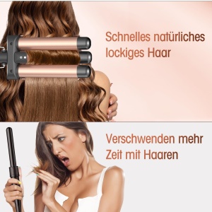 Ondulator cu 3 tuburi, model Rosegold, pentru toate tipurile de par, incalzire rapida - Img 4