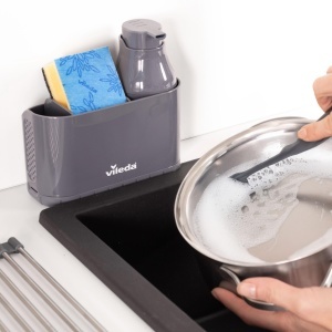 Organizator chiuveta Vileda cu dispenser sapun design compact plastic rezistent - Img 7