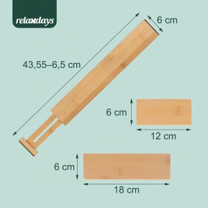 Organizator de Schublade Relaxdays 22-TLG, Bambus, 43,5-56,5 cm, Natur - Img 4