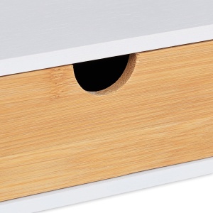 Organizer birou Relaxdays cu 1 sertar, din bambus, albnatural, 11 x 32 x 22 cm - Img 6