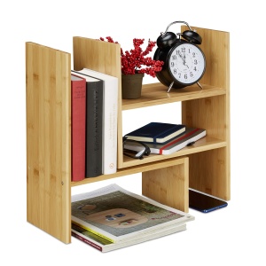 Organizer birou Relaxdays din bambus, ajustabil, 40x16 cm