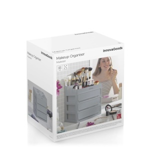 Organizer pentru machiaj InnovaGoods cu 3 sertare si 9 compartimente, capacitate mare, gri - Img 8
