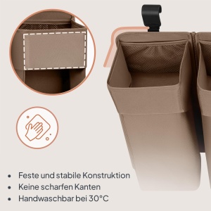 Organizer pentru pat Lionelo Sidepocket Large, 58x11x58 cm, cu 3 module, gri - Img 6