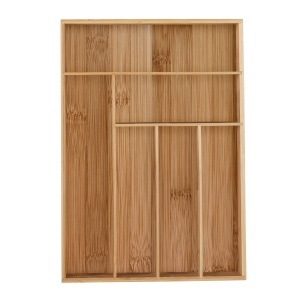 Organizer pentru tacamuri Relaxdays, 6 compartimente, bambus, 5 x 30,5 x 43 cm
