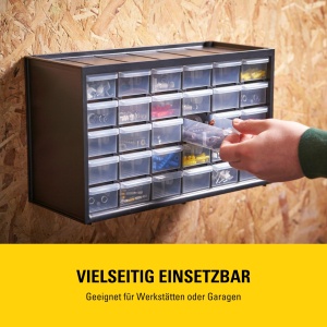 Organizer STANLEY 1-93-980 cu 30 sertare, plastic rezistent, montare pe perete - Img 7