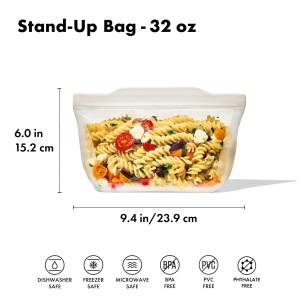 OXO Good Grips Punga Reutilizabila Din Silicon Quart Stand 946 ml Culoare Hafer - Img 9