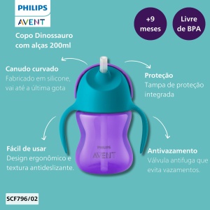 Pahar cu pai Philips AVENT SCF79602, Silikon, Violett, Ergonomic - Img 4