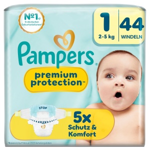 Pampers Premium Protection Scutec Nr. 1, 44 bucati, 2kg-5kg