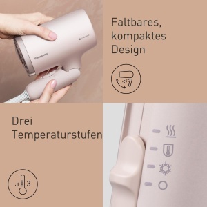 Panasonic EH-NA7M-P825 nanoetm Uscator de par pentru par stralucitor design pliabil uscare rapida duza de coafare 1600W roz - Img 6