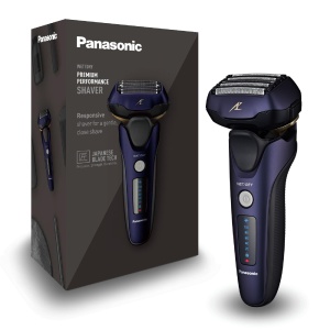 Panasonic ES-LV67A803 Aparat de ras umed si uscat cu 5 lame pentru barbati, reincarcabil, senzor inteligent de barba, cap Multi-Flex 16D, bleumarin si negru