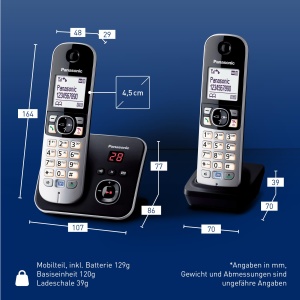 Panasonic KX-TG6822GB Telefon fara fir DECT cu robot telefonic (radiatii reduse, mod eco, telefon cu plafon, telefon fix, blocare apeluri, DUO) negru - Img 6