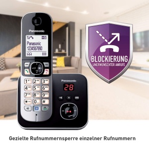 Panasonic KX-TG6823GB Telefon fara fir DECT cu robot telefonic (3 telefoane, radiatii reduse, mod eco, telefon cu capac, telefon fix) negru - Img 2