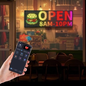 Panou LED Scrolling VEVOR P10, 99 x 35 cm, Control Bluetooth, Design Personalizat - Img 8