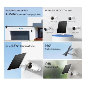Panou solar Tapo A202, 4,5W, IP65 rezistent la intemperii, cablu de 4m USB-C - Img 4