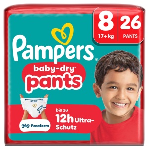 Pantaloni Pampers Baby-Dry, Marimea 8, 26 bucati, pentru bebelusi 17kg