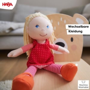 Papusa de carpa HABA Annelie - Papusa moale cu par pentru coafare - Cu haine schimbabile - De la 18 luni - 30 cm - Lavabil - 1302108001 - Img 4