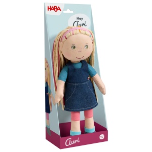 Papusa din Material HABA Auri 30 cm - Papusa Moale cu Par Colorat pentru Copii - Img 7