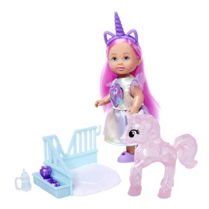 Papusa Evi Love Unicorn, Simba, 12cm, cu accesorii, pentru copii de la 3 ani