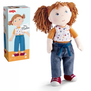 Papusa HABA Malou - 30 cm, material moale, lavabila, pentru copii de la 1,5 ani